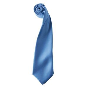 Premier Mens Plain Satin Tie (Narrow Blade) / Mid Blue